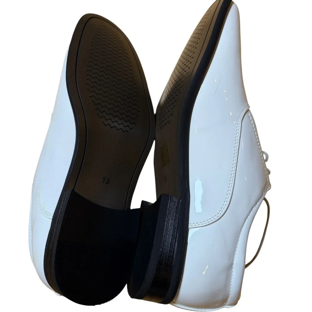 Bruno Marc Tuxedo Dress Shoes Mens 13 White New Faux Patent Leather Formal